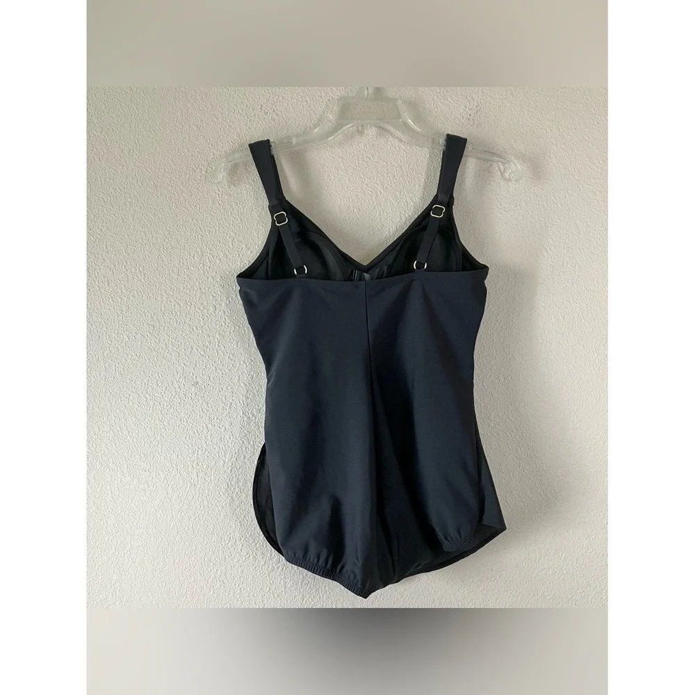 LANDS' END SlenderSuit One Piece Swimsuit 6P NEW Skirted Low Leg UPF Black Beach
